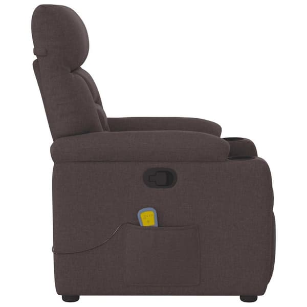 Massagefåtölj mörkbrun tyg
