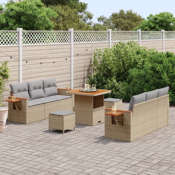 Trädgårdsoffset med kudde 9 pcs Beige och Ljusgrå