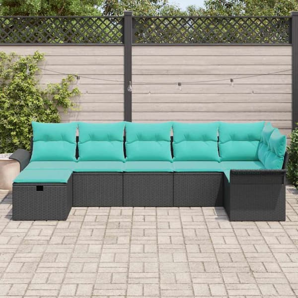 Trädgårdsoffset med kudde med lagring 7 pcs Poly rattan