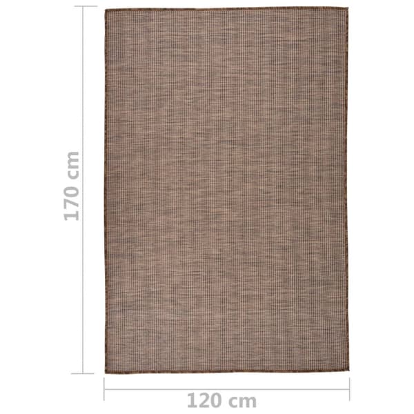 Utomhusmatta plattvävd 120x170 cm brun