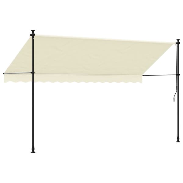Markis infällbar gräddvit 350x150 cm tyg och stål