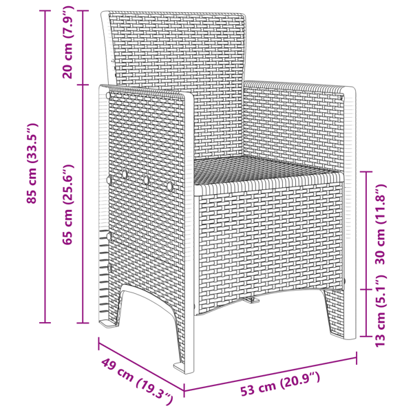 Trädgårdsmöbelset 3 pcs Antracit Polypropylen