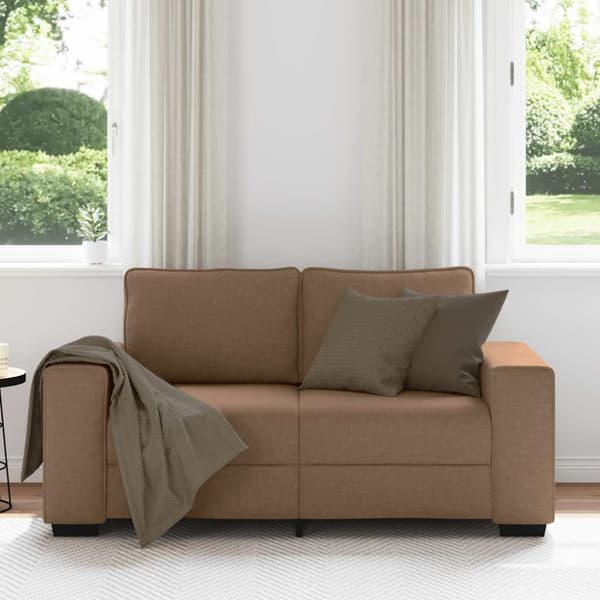 2-sitssoffa brun 160x77x82 cm tyg