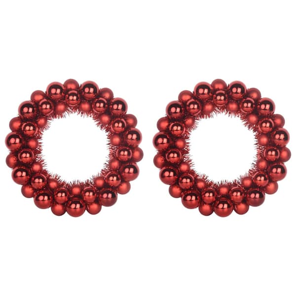 Julkulor kransar 2 pcs Röd 33 x 33 x 7 cm Polystyren
