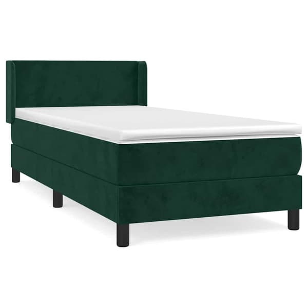 Ramsäng med madrass mörkgrön 100x200 cm sammet