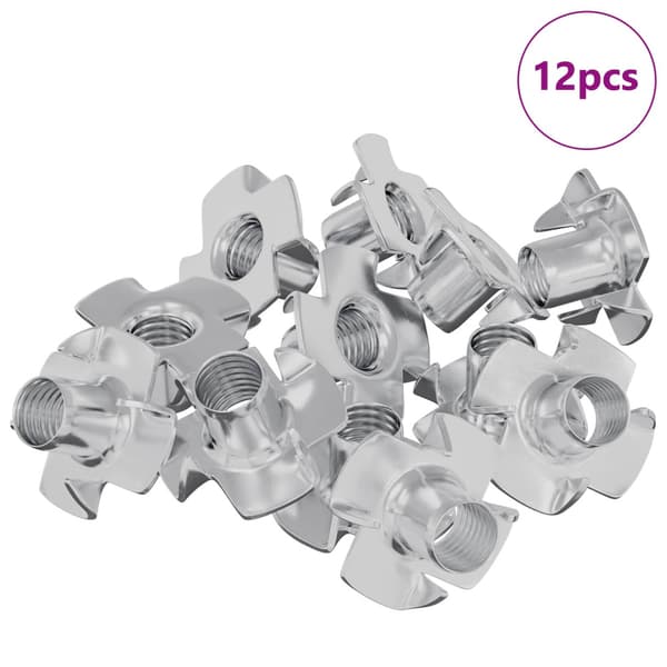 Prongad T-mutter 12 pcs Silver M6 mm Stål