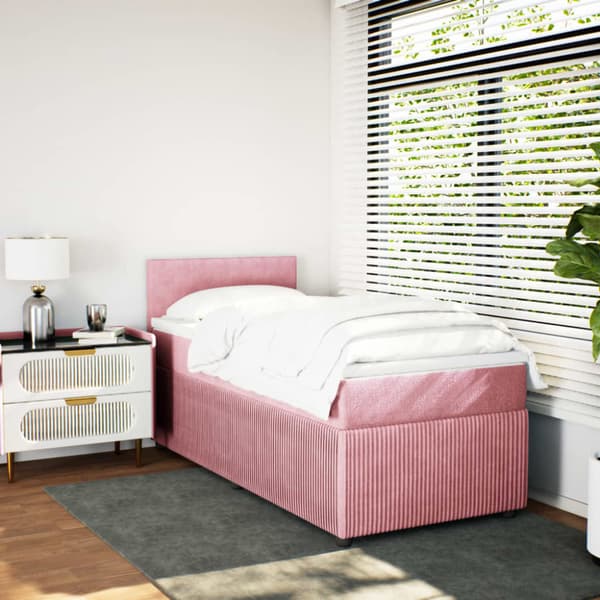 Ramsäng med madrass rosa 80x200 cm sammet
