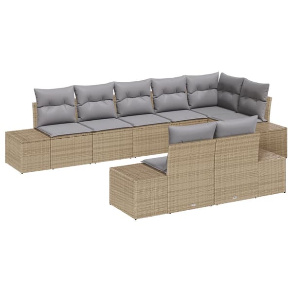 Trädgårdsoffset med lagring 8 pcs Beige och Ljusgrå Poly rattan