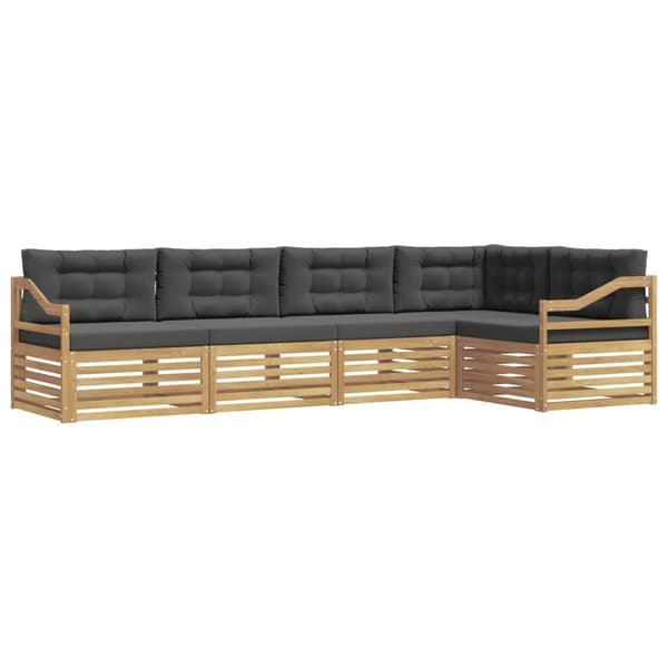 Utomhussoffset med kudde 5 pcs Vit och antracit Polyester