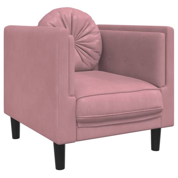 Soffgrupp med dynor 3 delar rosa sammet