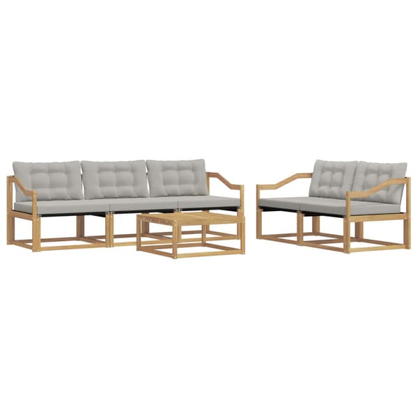 Utomhussoffset 6 pcs Vit och ljusgrå 79 x 79 x 37 cm