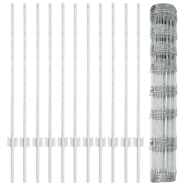 Stängsel med stolpe Silver 1 x 25 m Stål