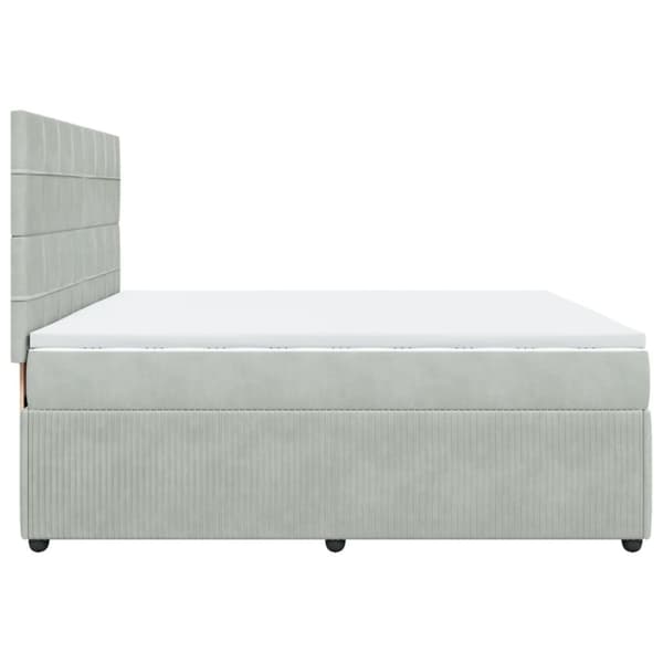 Ramsäng med madrass ljusgrå 200x200 cm sammet