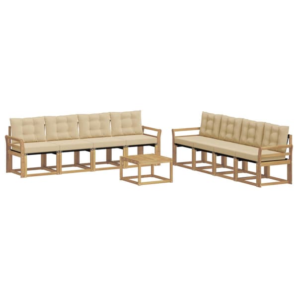 Utomhussoffset med kudde 9 pcs Vit och Beige