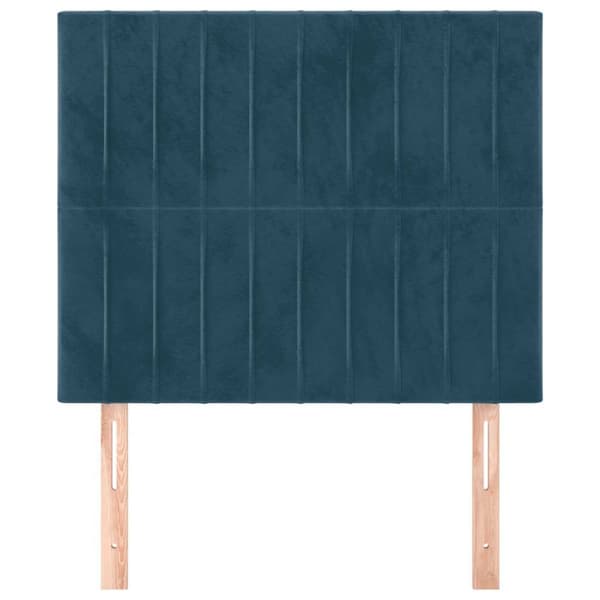 Sänggavel mörkblå 90x5x118/128 cm sammet