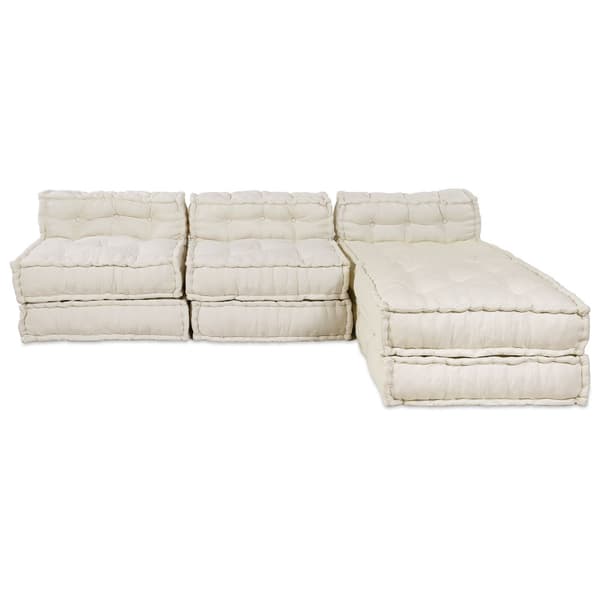Modulsofa enhet 4 pcs Gräddvit Tyg
