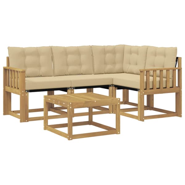 Utomhussoffset med kudde 5 pcs Vit och Beige