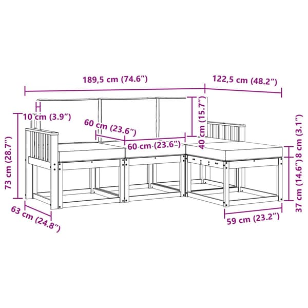 Utomhussoffset 4 pcs