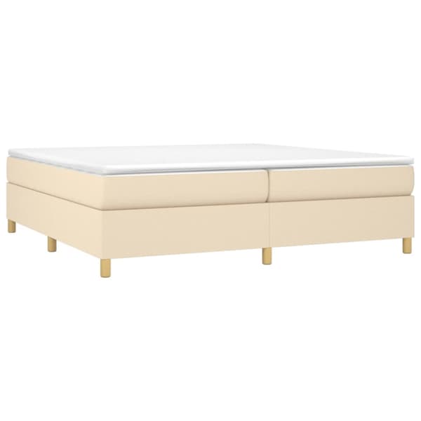 Boxspring-sängram gräddvit 200x200 cm tyg
