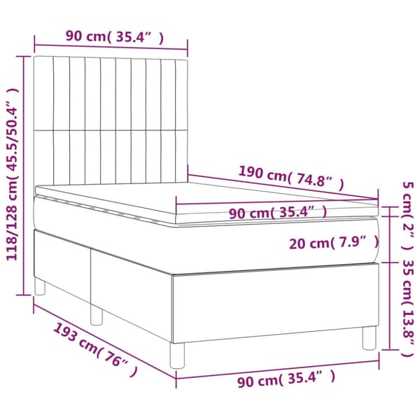 Ramsäng med madrass rosa 90x190 cm sammet