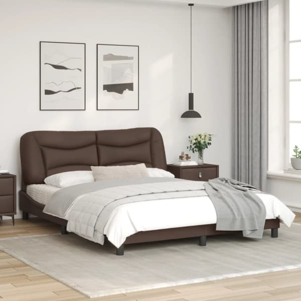 Bed Frame with LED without Mattress "Hvar" Brown 160x200 cm