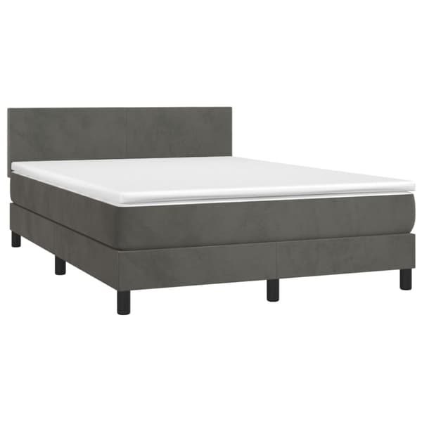 Ramsäng med madrass mörkgrå 140x190 cm sammet