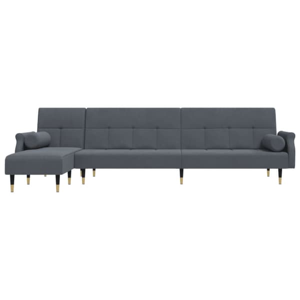 L-formad soffa mörkgrå 271x140x70 cm sammet