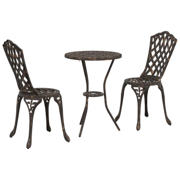 Trädgårds Bistro Set 3 pcs Brons Aluminium