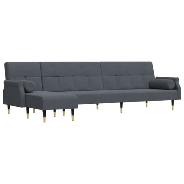 L-formad soffa mörkgrå 271x140x70 cm sammet