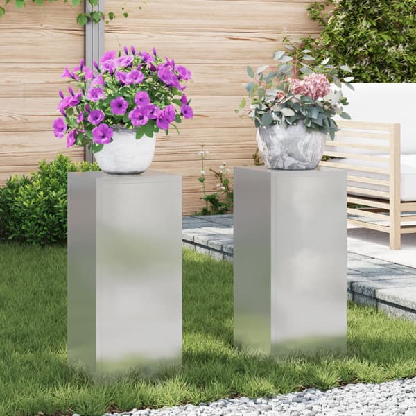 Växtställ 2 pcs Silver 24 x 24 x 55 cm Rostfritt stål