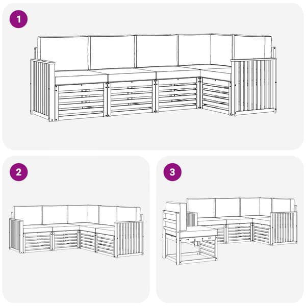 Utomhussoffset 5 pcs Vit och grädde 247 x 128,5 x 73 cm