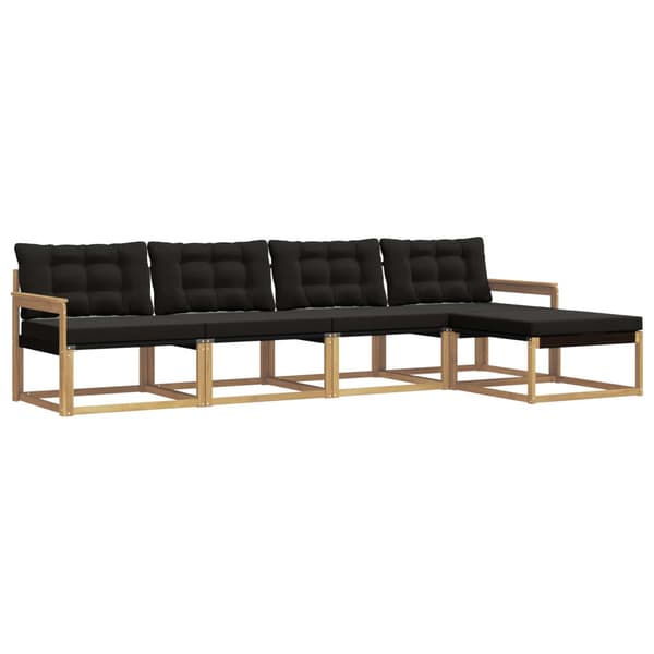 Utomhussoffset med kudde 5 pcs Vit och svart