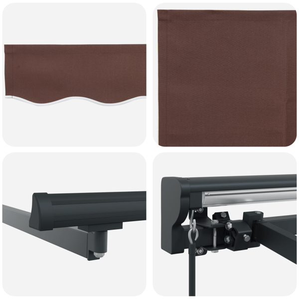 Markisram Brun 450 × 300 cm Polyester med PU-beläggning