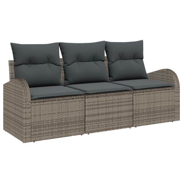 Trädgårdsoffset med kudde 3 pcs Grå Poly rattan
