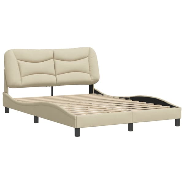 Bed Frame without Mattress "Hvar" Cream 140x200 cm Fabric