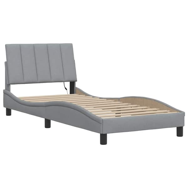 Bed Frame without Mattress "Hanko" Light Grey 90x190cm Fabric