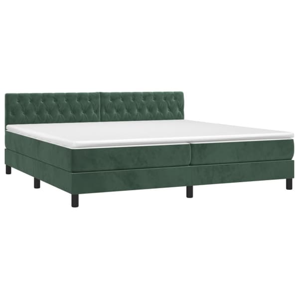 Ramsäng med madrass mörkgrön 200x200 cm sammet