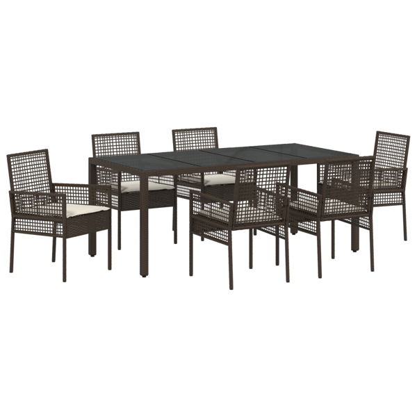 Trädgårdsmöbelset 7 pcs Brun konstrotting