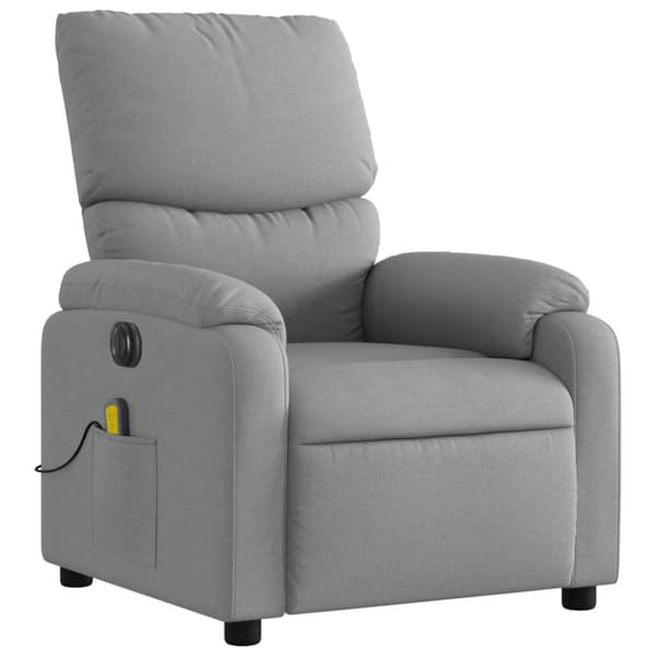 Elektrisk massagefåtölj ljusgrå tyg