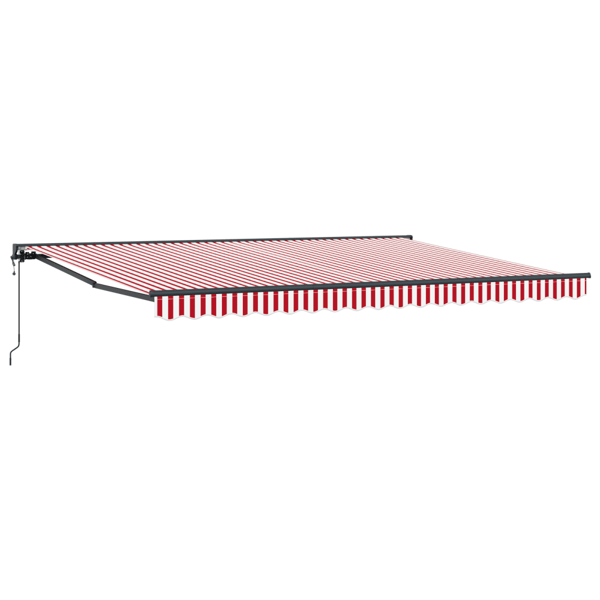 Markisram Röd och Vit 450 × 300 cm Polyester med PU-beläggning