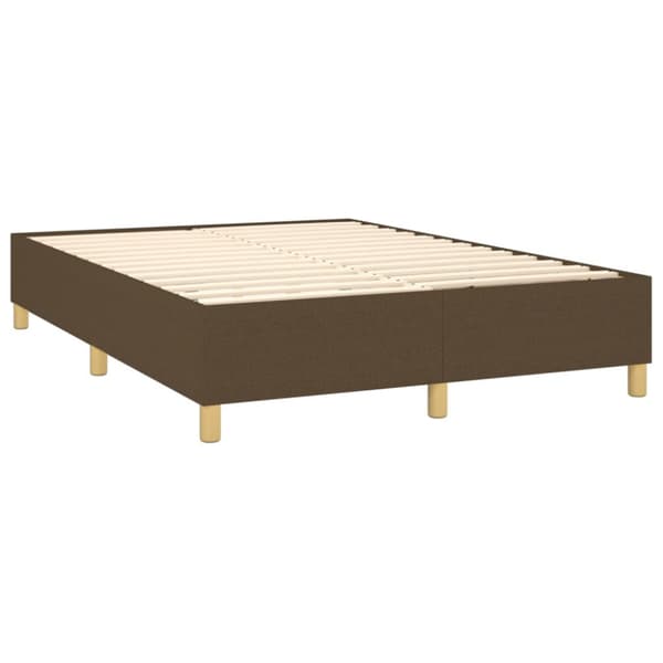 Ramsäng med madrass & LED mörkbrun 140x190 cm tyg