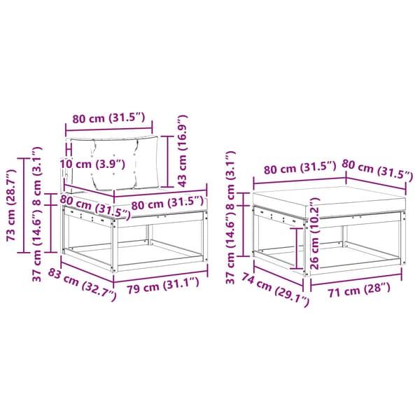 Utomhussoffset med kudde 4 pcs Vit och antracit Polyester
