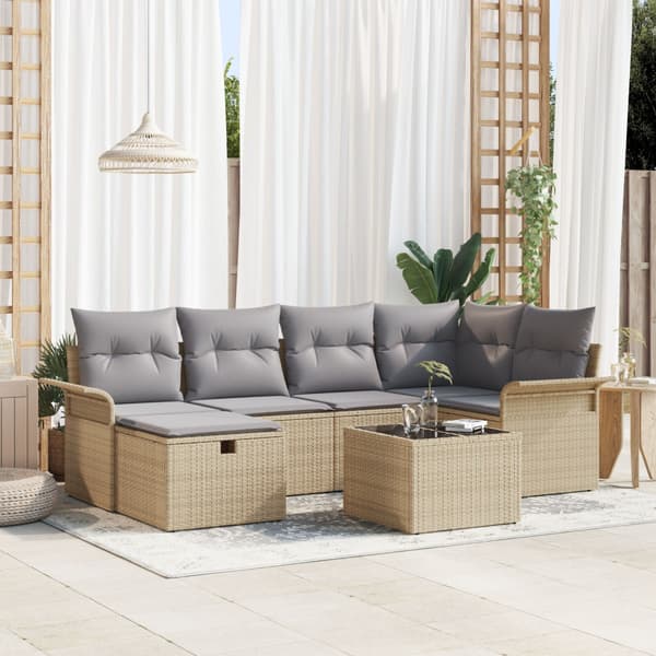 Trädgårdsoffset 7 st Poly rattan