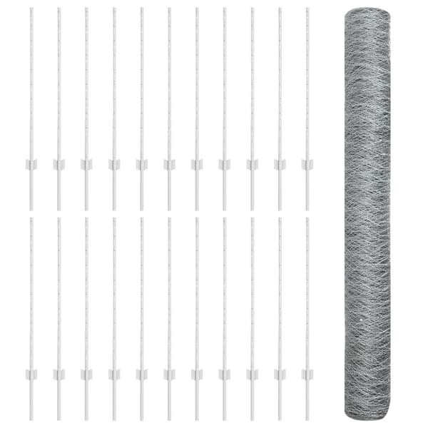 Stängsel med stolpe Silver 1 x 50 m Stål