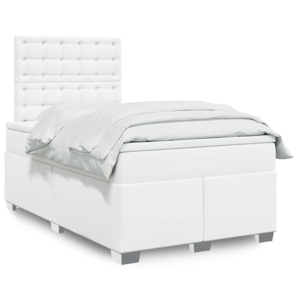 Ramsäng med madrass vit 120x190 cm konstläder