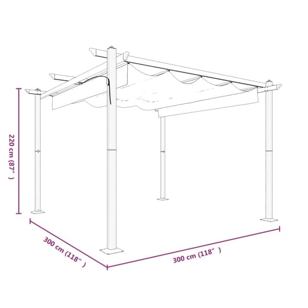 Paviljong med infällbart tak 3x3 m taupe