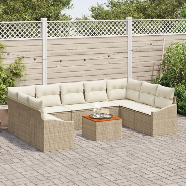 Trädgårdsoffset 10 pcs Beige och gräddfärgad konstrotting