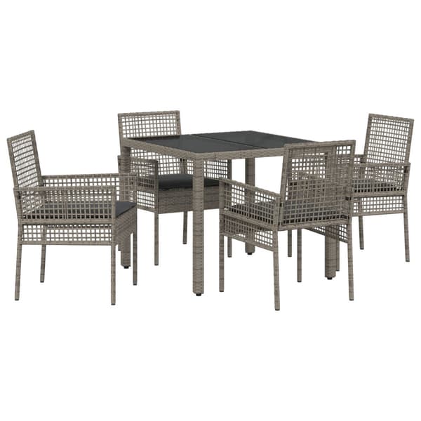 Trädgårdsmöbelset 5 pcs Grå konstrotting