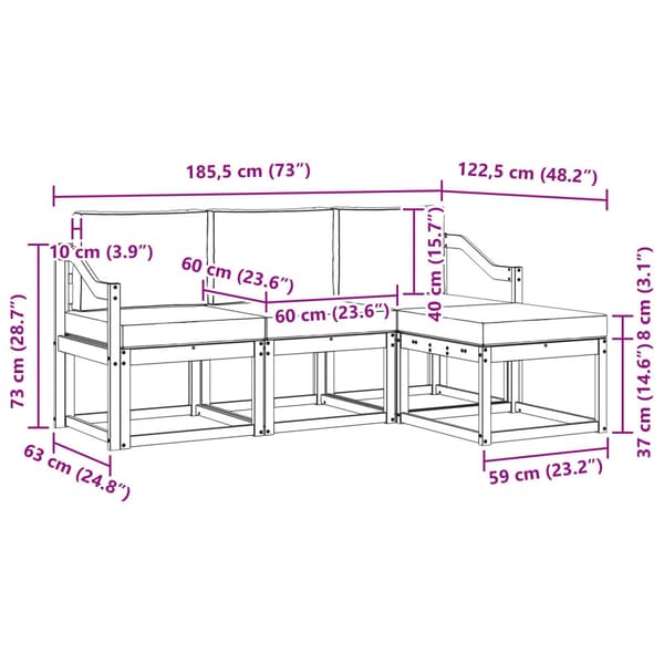 Utomhussoffset 4 pcs