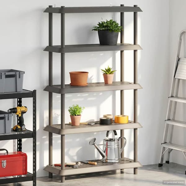 Hyllsystem 5 nivåer 100 x 40 x 177 cm PP Ljusgrå